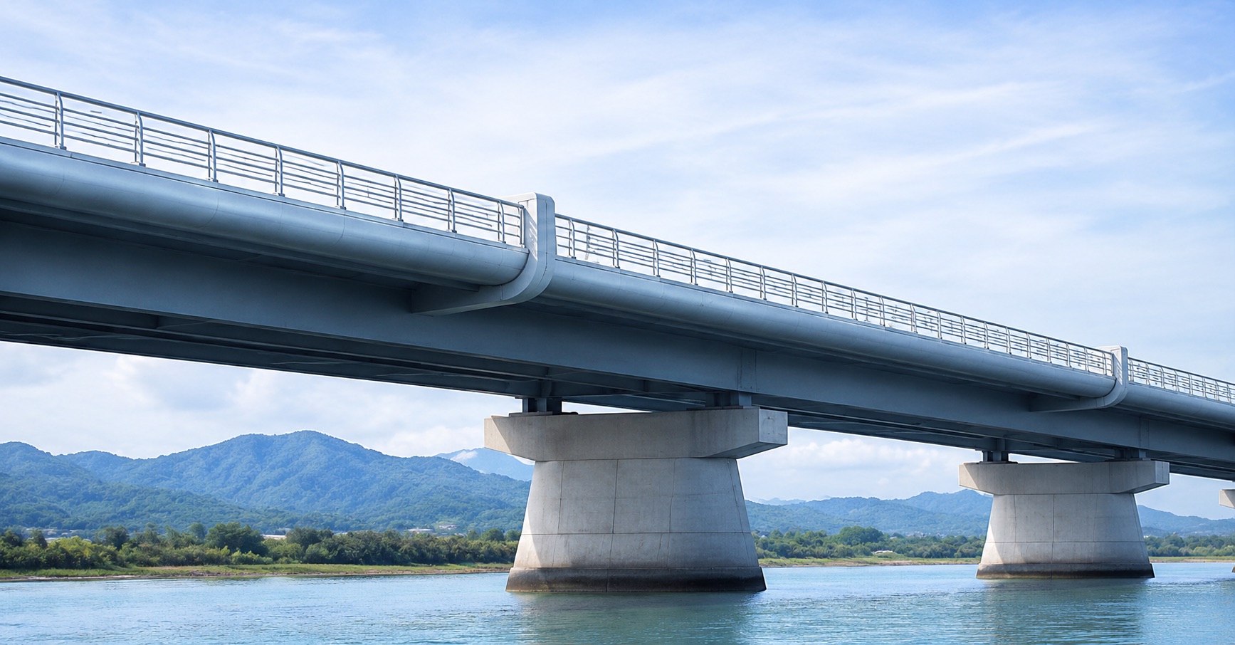 福岡県内で行う橋梁工事の施工風景